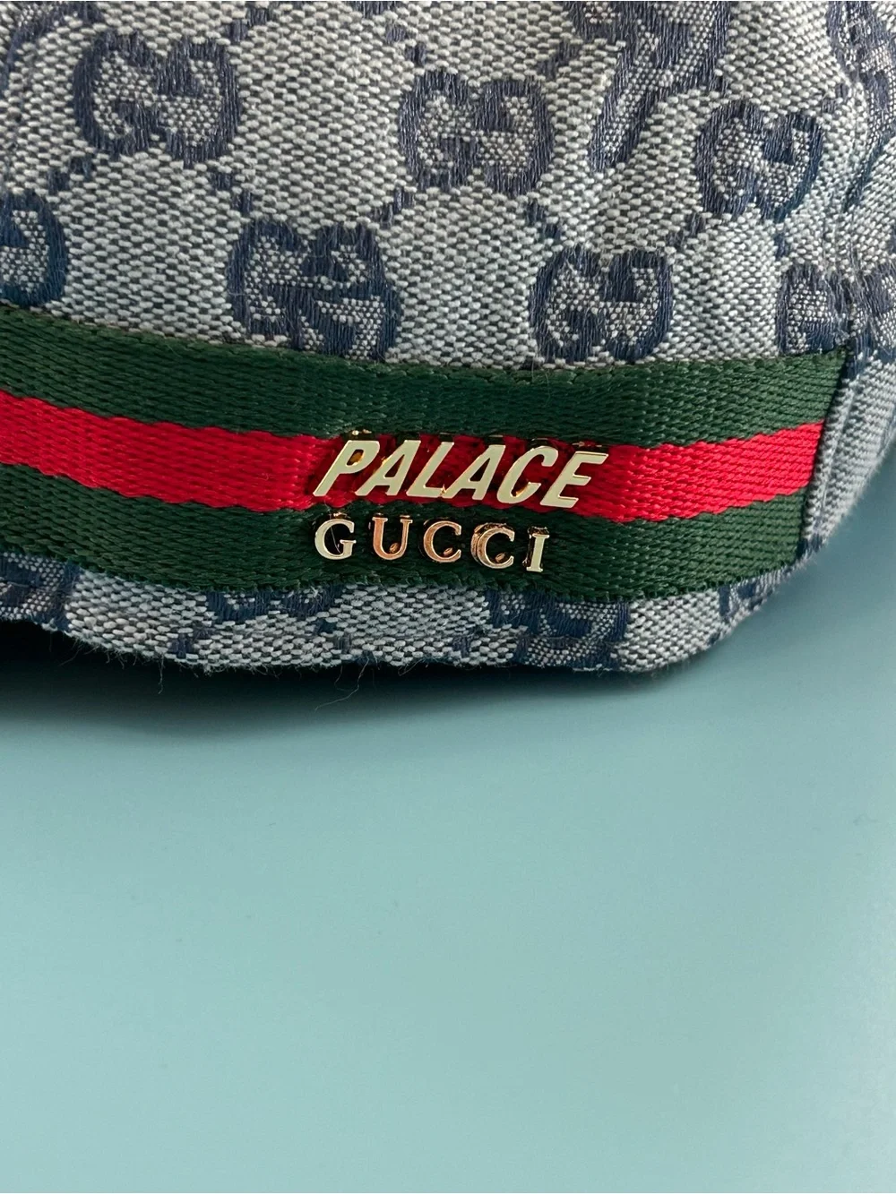 Gucci Grey Monogram Baseball Cap with Navy Logo